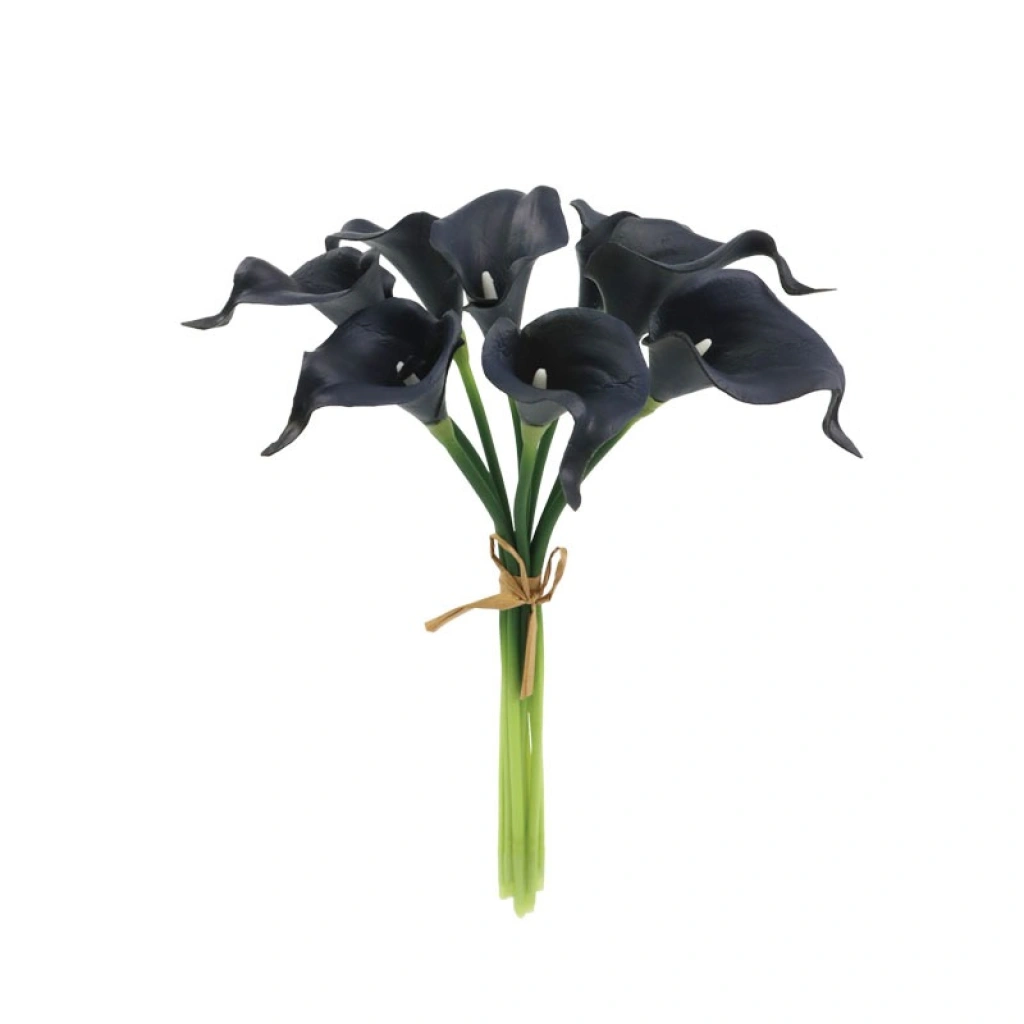 CALLA BOUQUET REAL TOUCH BLACK (8 BRANCHES) - H35CM - 1