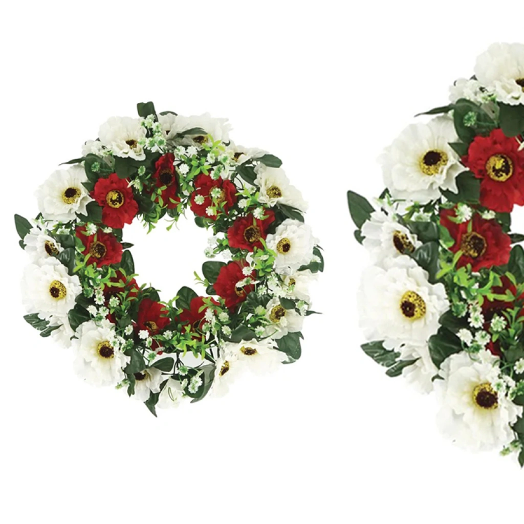 ANEMONE WREATH CREAM/RED - Φ46CM - 1