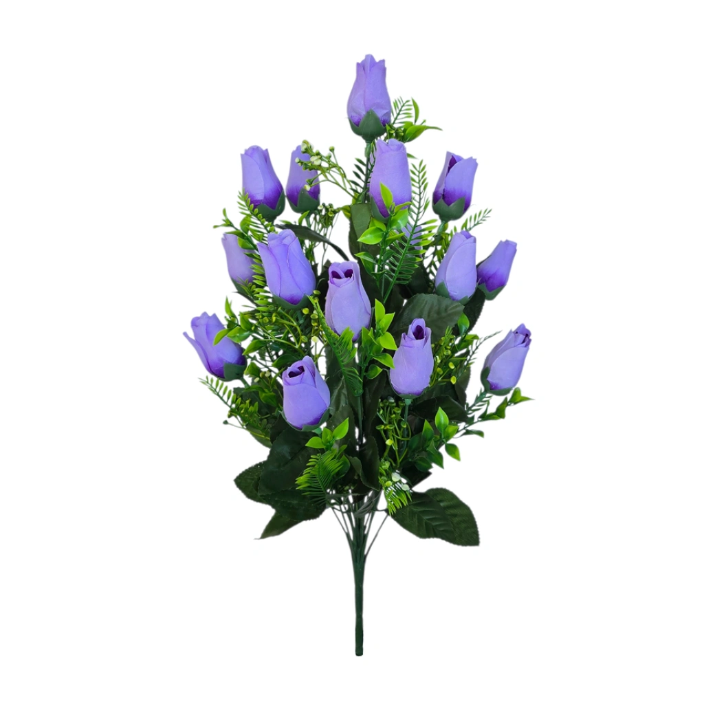 ROSE BOUQUET PURPLE (18 BRANCHES) - H54CM - 1