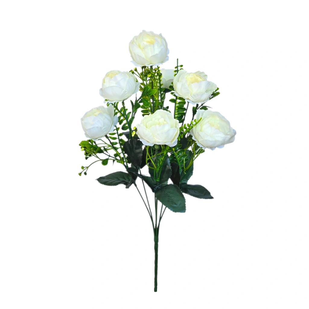RANUNCULUS BOUQUET WHITE (7 BRANCHES) - H46CM - 1