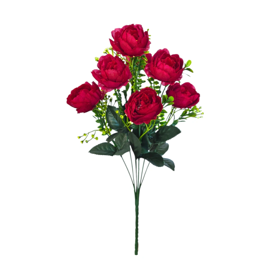 RANUNCULUS BOUQUET RED (7 BRANCHES) - H46CM - 1