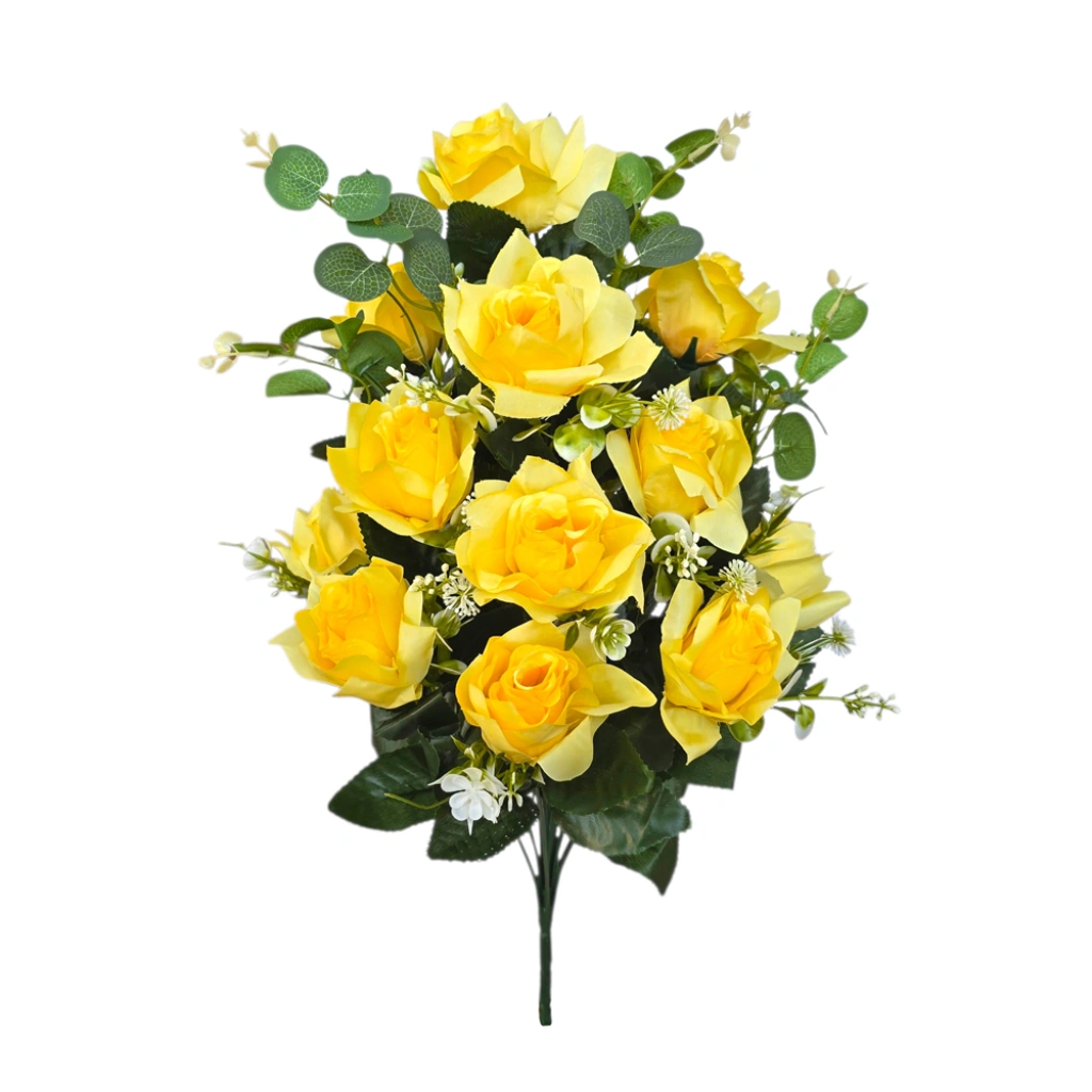 ROSE BOUQUET YELLOW (18 BRANCHES) - H54CM - 1
