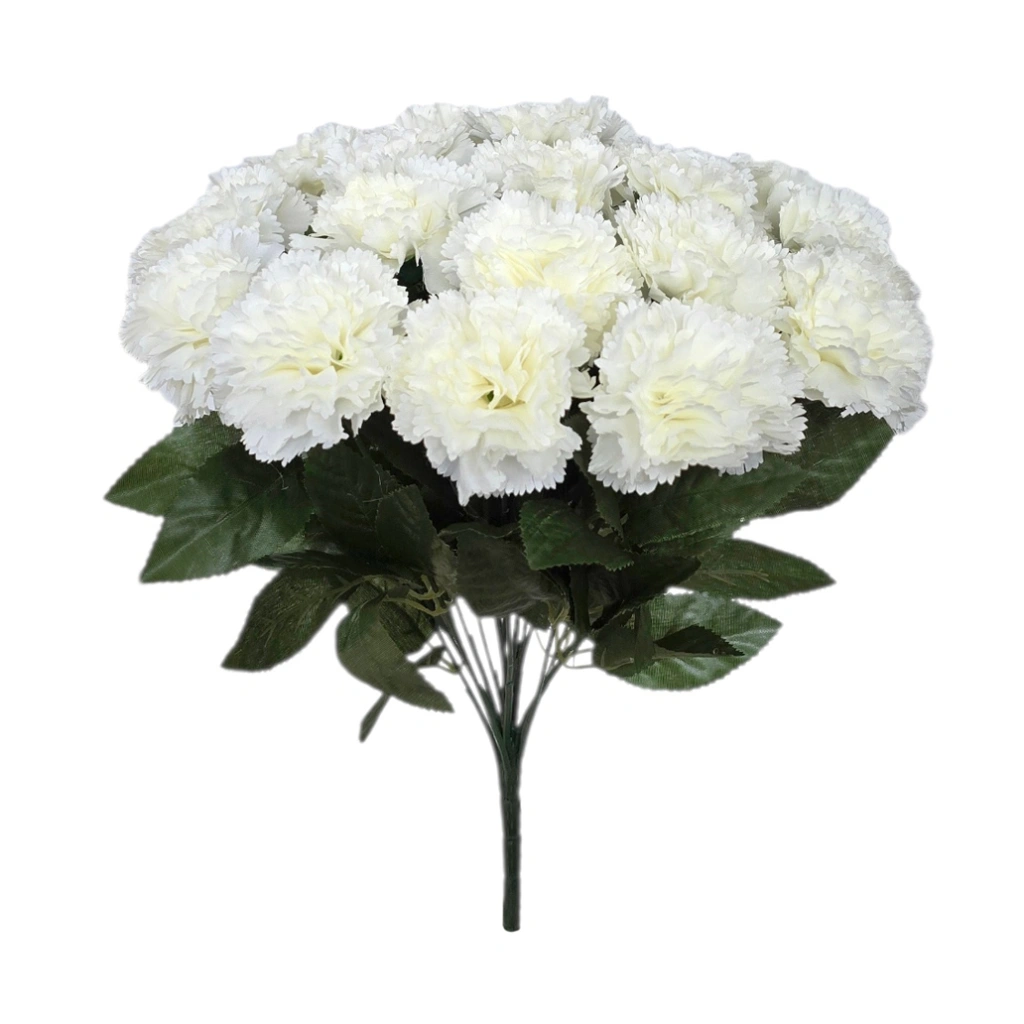 CARNATION BOUQUET WHITE (18 BRANCHES) - H38CM - 1