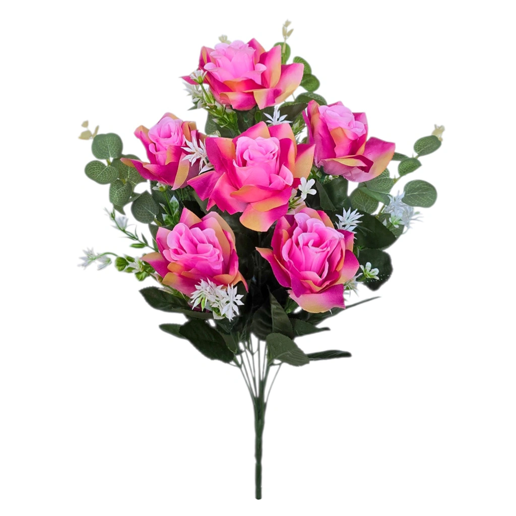 ROSE BOUQUET FUCHSIA (12 BRANCHES) - H47CM - 1