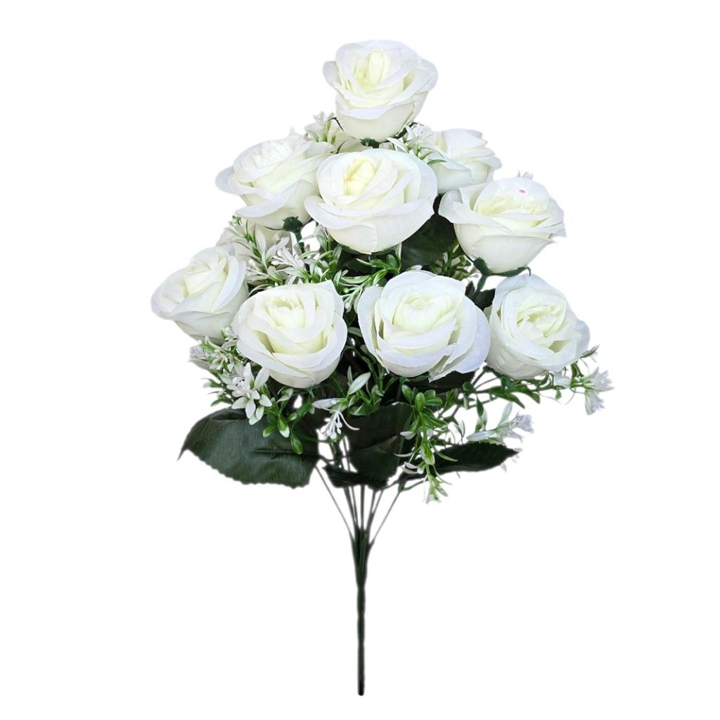 ROSE BOUQUET WHITE (12 BRANCHES) - H44CM - 1