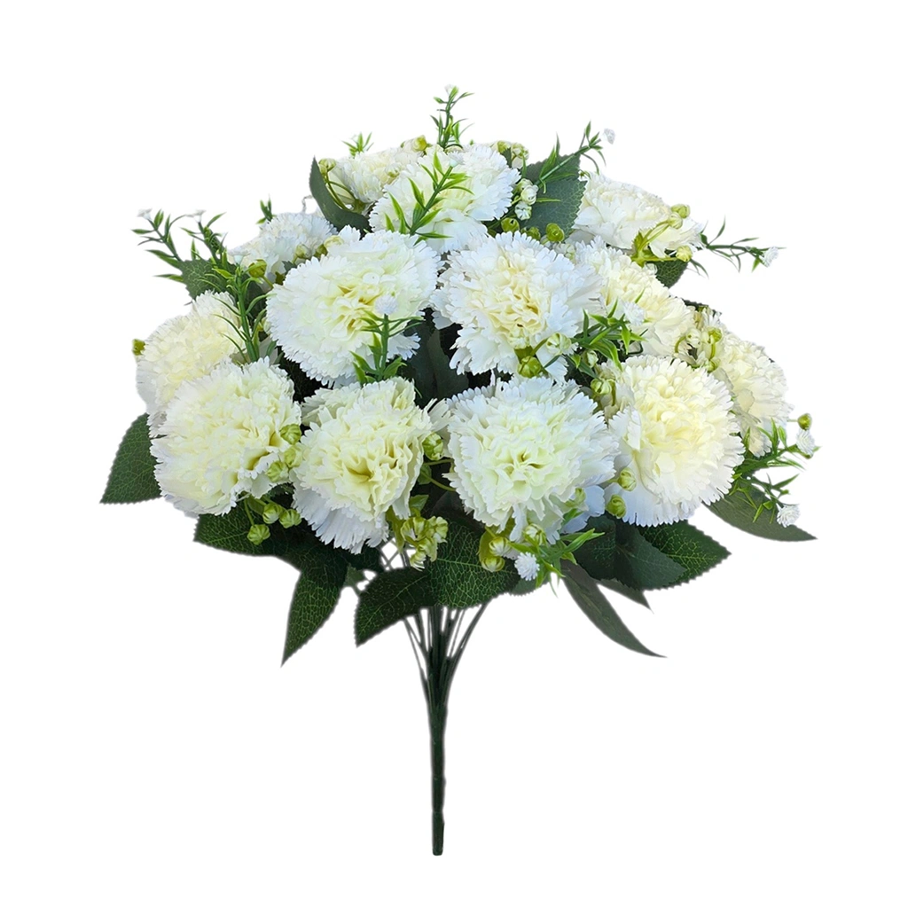 CARNATION BOUQUET WHITE (18 BRANCHES) - H46CM - 1