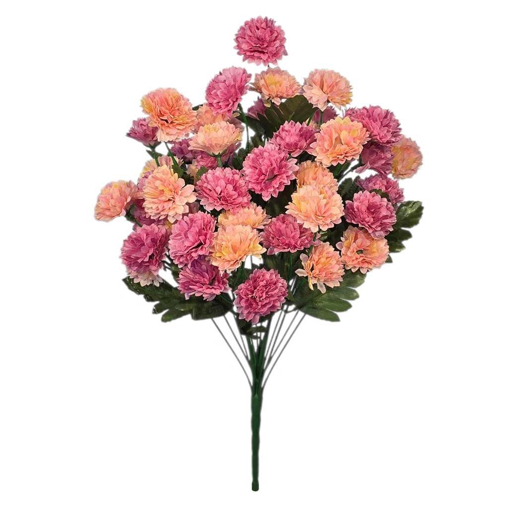 CHRYSANTHEMUM BOUQUET MINI SALMON/FUCHSIA (18 BRANCHES) - H48CM - 1