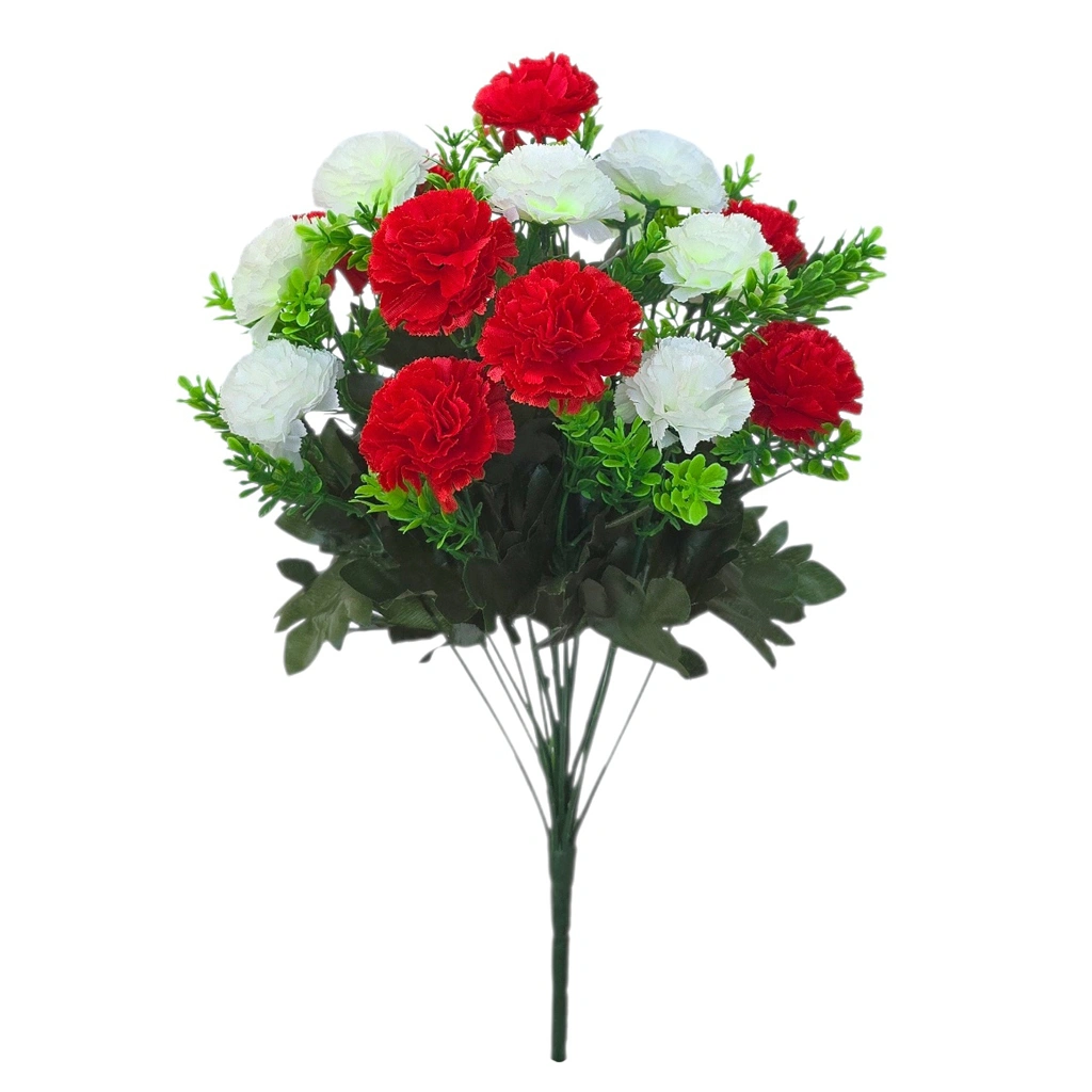 CHRYSANTHEMUM BOUQUET MINI WHITE/RED (18 BRANCHES) - H48CM - 1