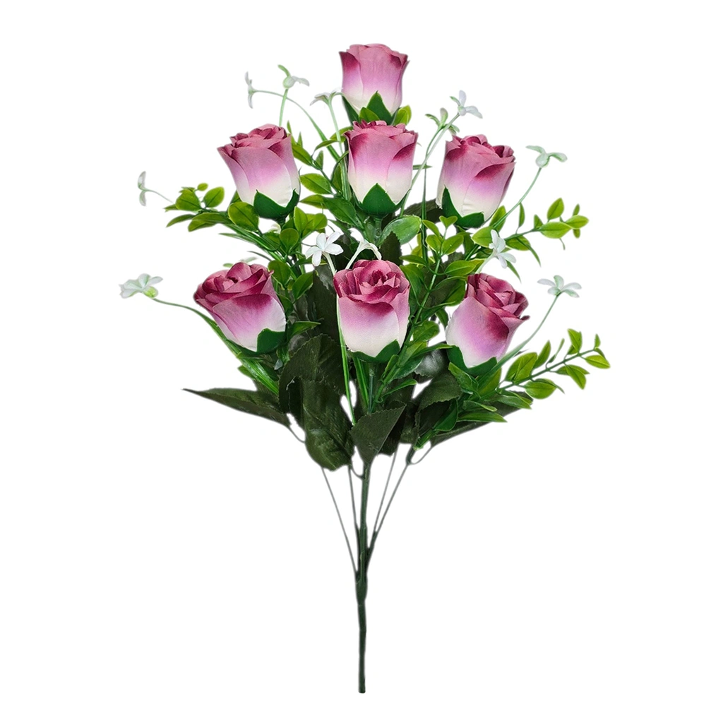 ROSE BOUQUET PURPLE (8 BRANCHES) - H43CM - 1