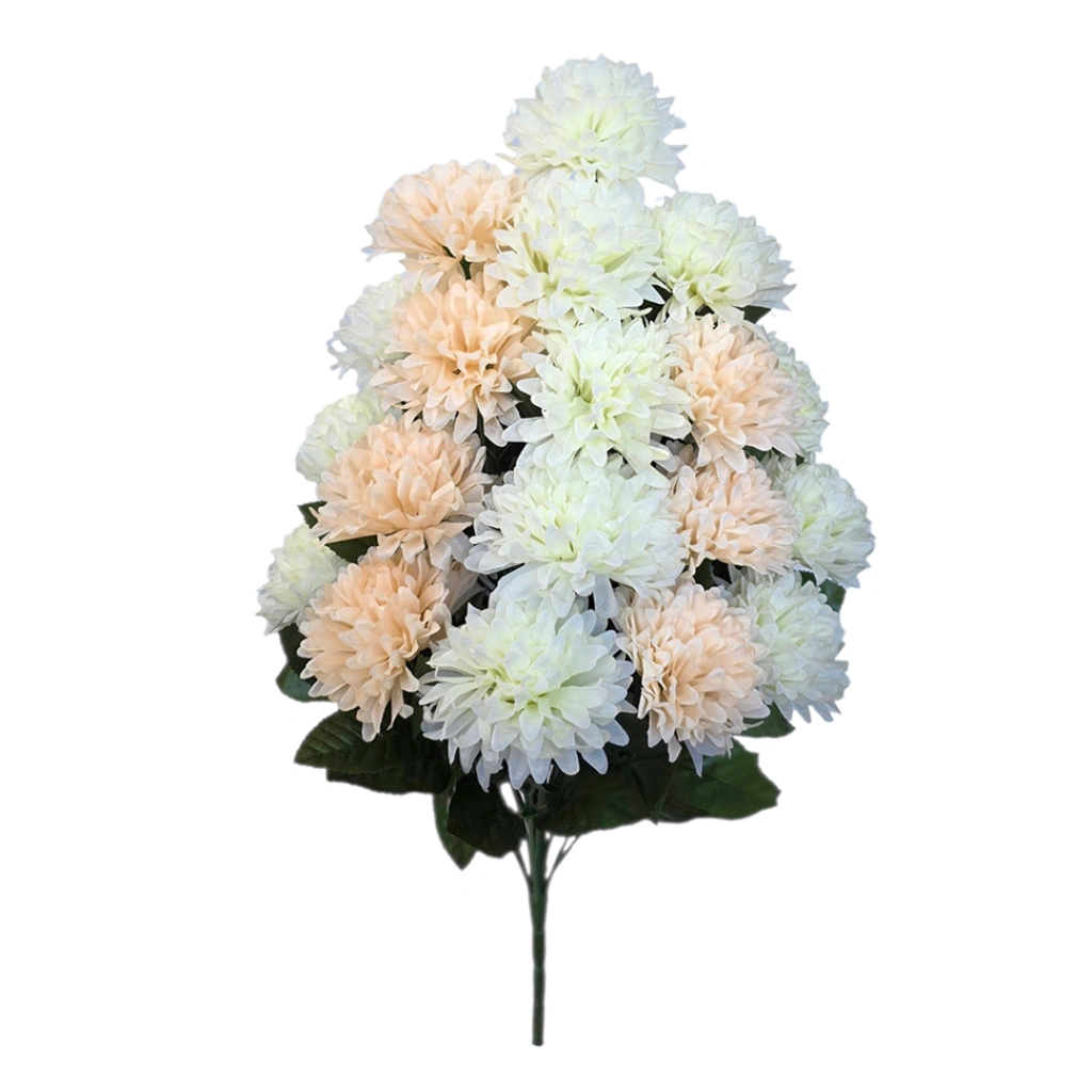 CHRYSANTHEMUM BOUQUET CREAM/SALMON (24 BRANCHES) - H56CM - 1