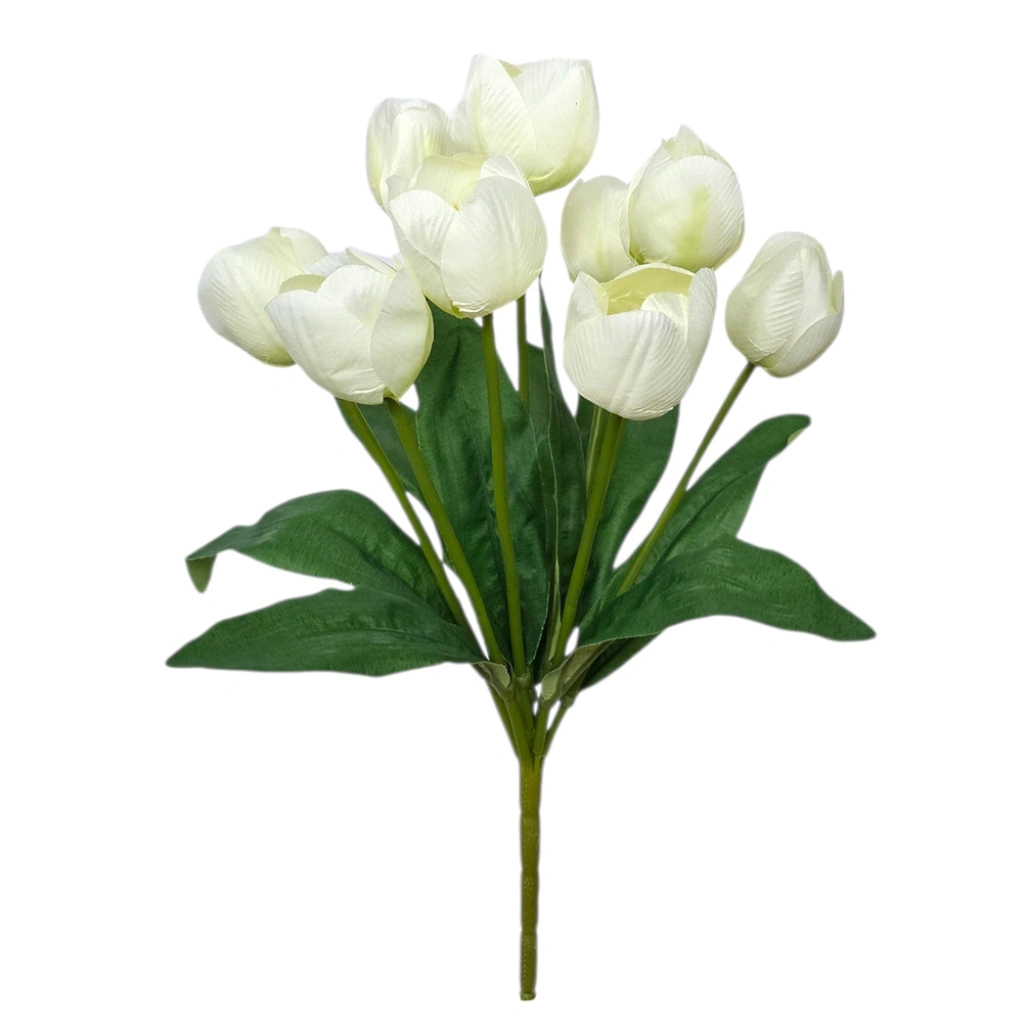 TULIP BOUQUET WHITE (9 BRANCHES) - H44CM - 1