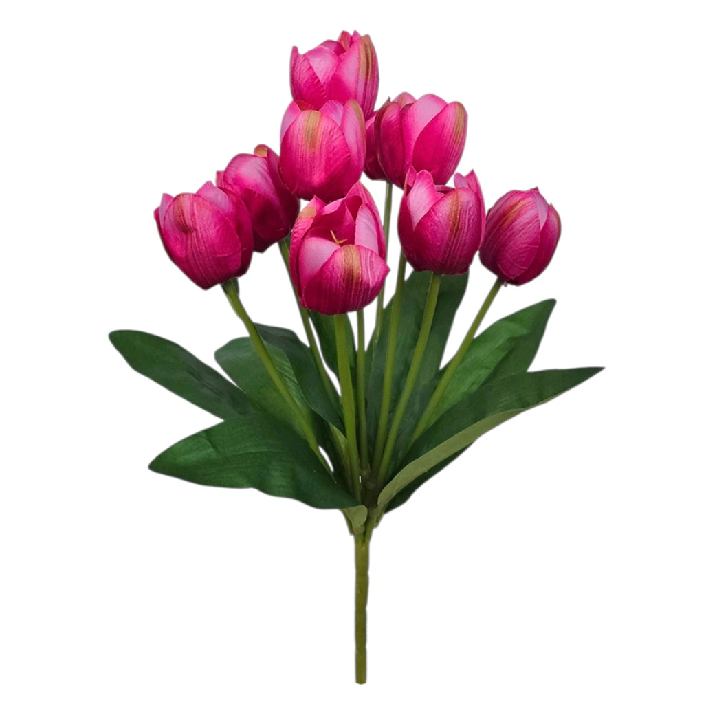 TULIP BOUQUET FUCHSIA (9 BRANCHES) - H44CM - 1