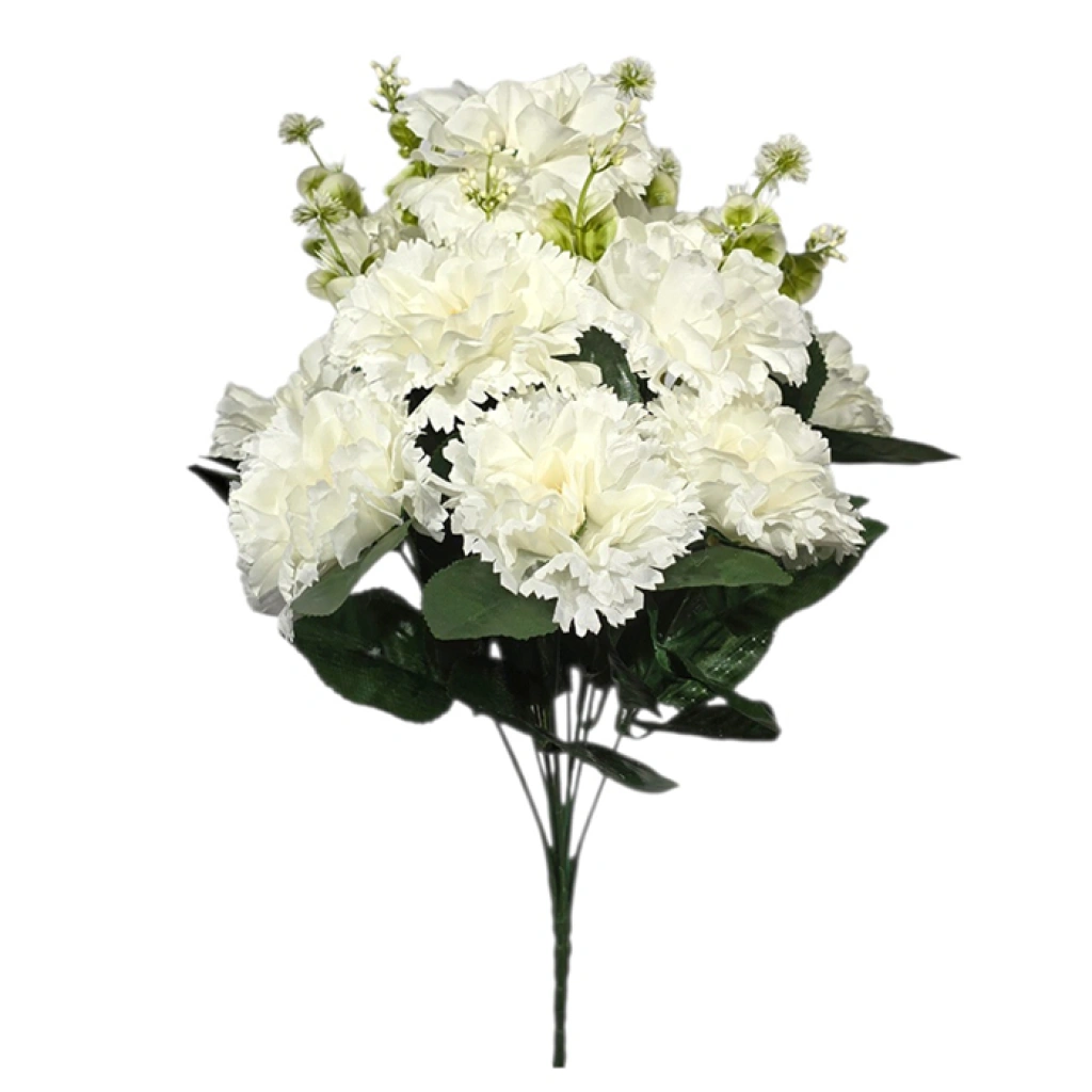 CARNATION BOUQUET WHITE (12 BRANCHES) - H42CM - 1