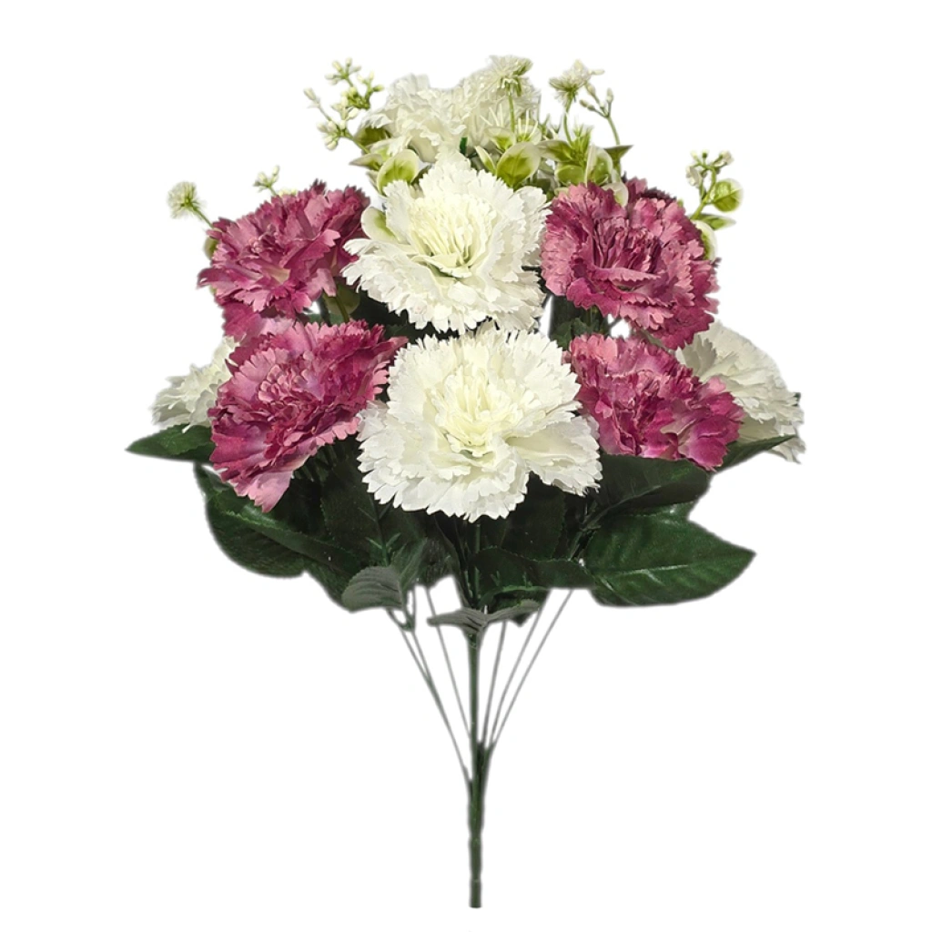 CARNATION BOUQUET WHITE/ROTTEN APPLE (12 BRANCHES) - H42CM - 1