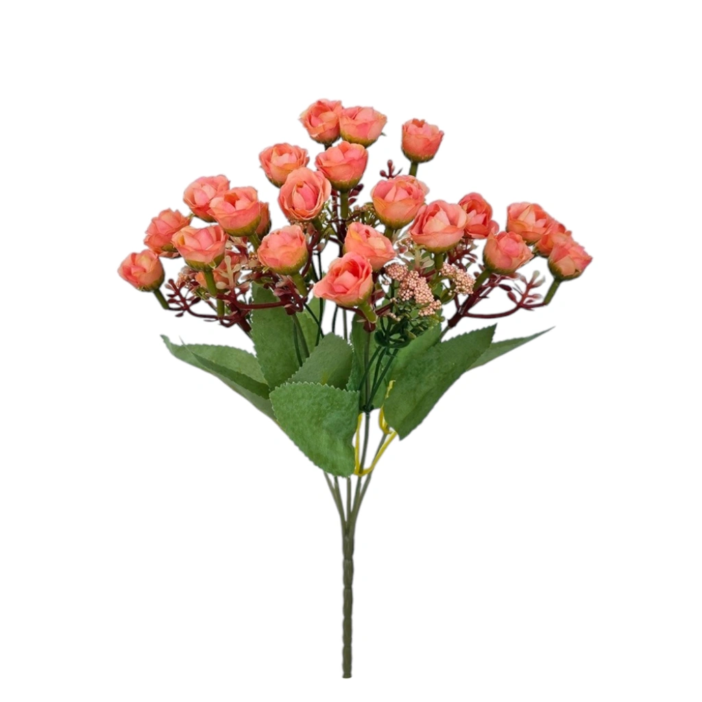 MINI ROSE BOUQUET SALMON (5 BRANCHES) - H30CM - 1