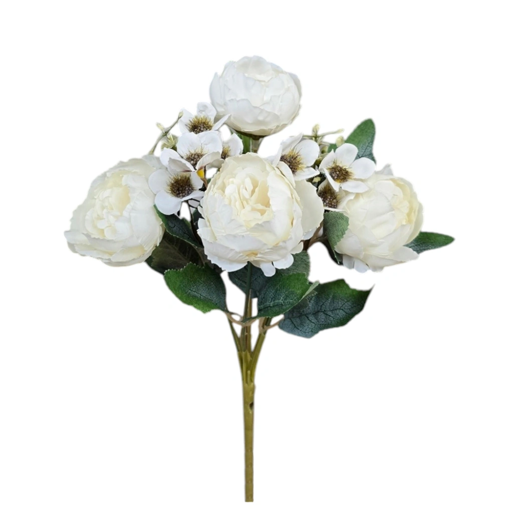 PEONY BOUQUET PASTEL WHITE (7 BRANCHES) - H30CM - 1