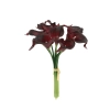 CALLA BOUQUET REAL TOUCH BURGUNDY (8 BRANCHES) - H35CM
