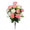 ROSE BOUQUET WHITE/PINK (18 BRANCHES) - H57CM