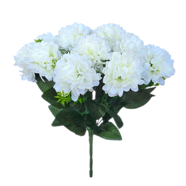 DAHLIA BOUQUET WHITE (12 BRANCHES) - H36CM