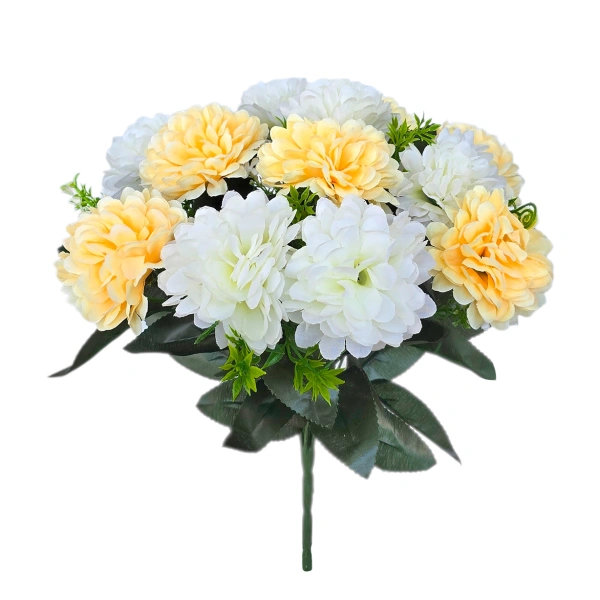 DAHLIA BOUQUET WHITE/SALMON (12 BRANCHES) - H36CM