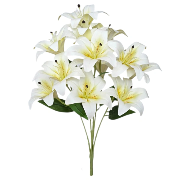 LILY BOUQUET WHITE REAL TOUCH (5 BRANCHES) - H58CM