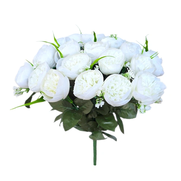 PEONY BOUQUET WHITE (24 BRANCHES) - H41CM
