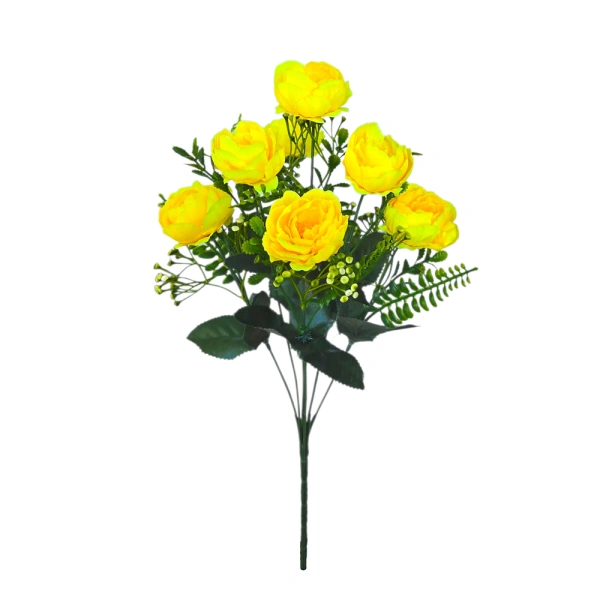 RANUNCULUS BOUQUET YELLOW (7 BRANCHES) - H46CM