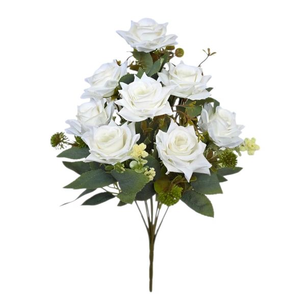 ROSE BOUQUET WHITE (10 BRANCHES) - H41CM