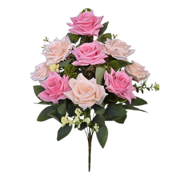 ROSE BOUQUET CREAM/PINK (10 BRANCHES) - H41CM