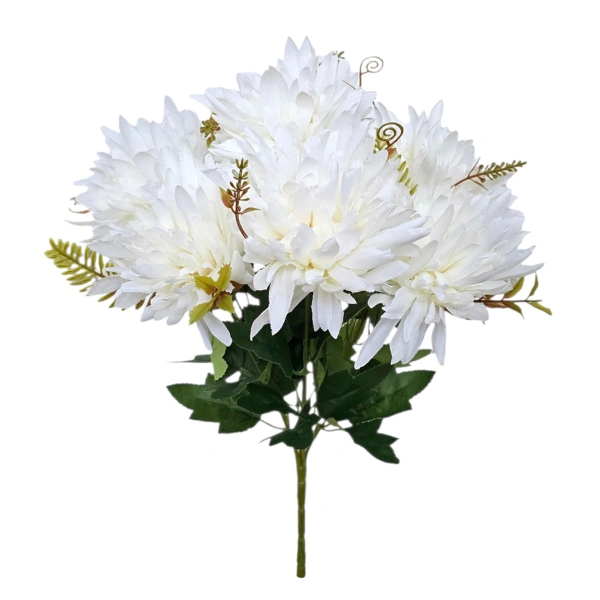 CHRYSANTHEMUM BOUQUET WHITE (7 BRANCHES) - H40CM