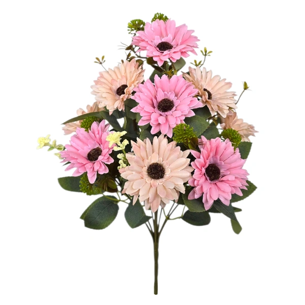 DAISY BOUQUET LIGHT BROWN/PINK (10 BRANCHES) - H40CM