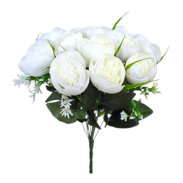 PEONY BOUQUET WHITE (12 BRANCHES) - H37CM