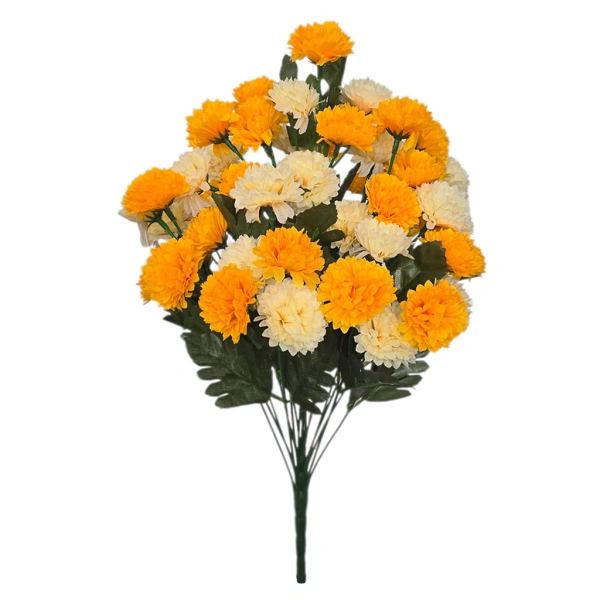CHRYSANTHEMUM BOUQUET MINI CREAM/YELLOW (18 BRANCHES) - H48CM