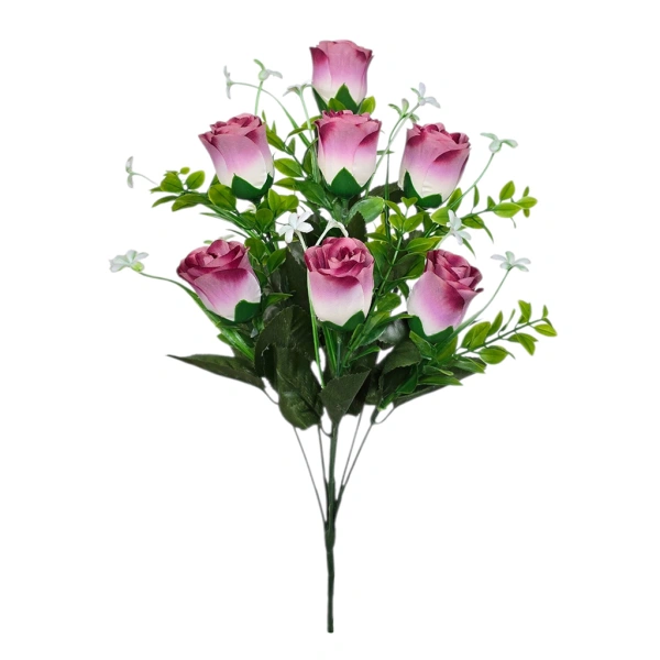 ROSE BOUQUET PURPLE (8 BRANCHES) - H43CM