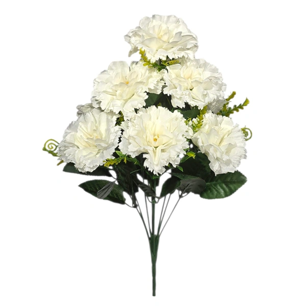 CARNATION BOUQUET WHITE (10 BRANCHES) - H42CM