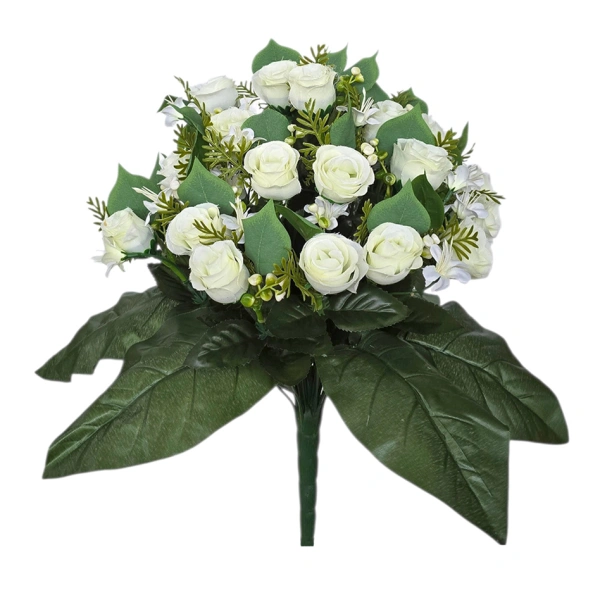 ROSE BOUQUET WHITE (28 BRANCHES) - H44CM