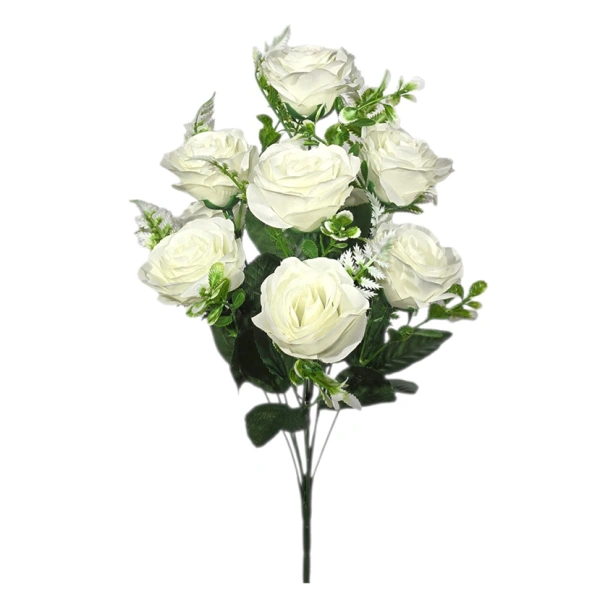 ROSE BOUQUET WHITE (9 BRANCHES) - H47CM