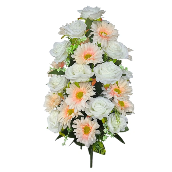 ROSE/CHRYSANTHEMUM BOUQUET WHITE/SALMON (30 BRANCHES) - H65CM