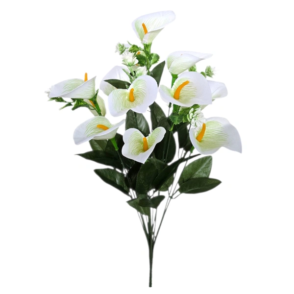 CALLA BOUQUET WHITE (12 BRANCHES) - H49CM