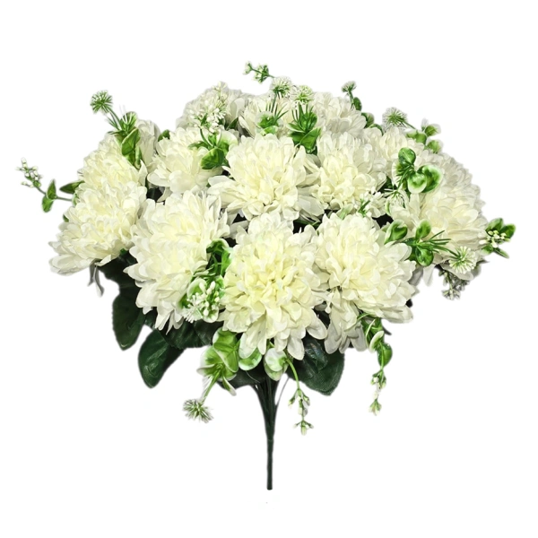 CHRYSANTHEMUM BOUQUET WHITE (18 BRANCHES) - H42CM