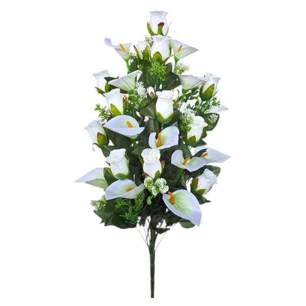 ROSE/CALLA BOUQUET WHITE (30 BRANCHES) - H66CM