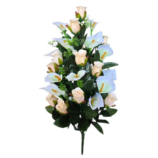 ROSE/CALLA BOUQUET WHITE/SALMON (30 BRANCHES) - H66CM