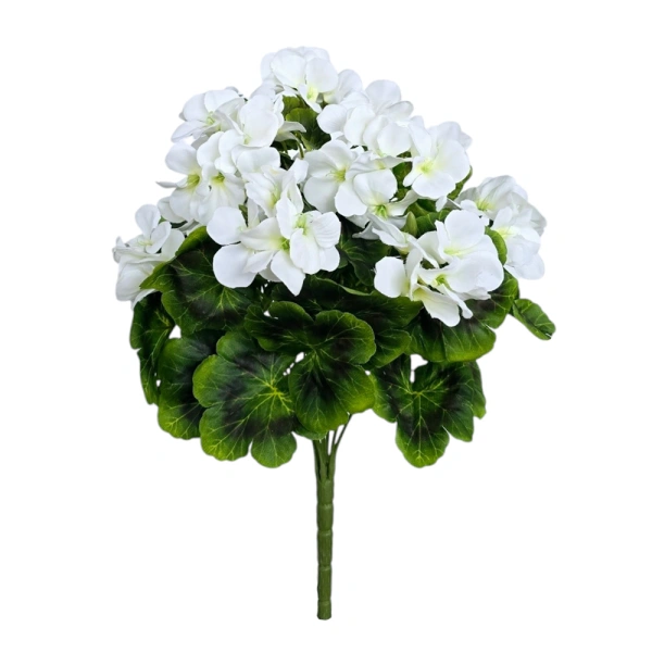 GERANIUM BOUQUET WHITE (9 BRANCHES) - H45CM